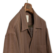 Rohit Camp Shirt In Ganache Brown Hand Loomed Striped Cotton