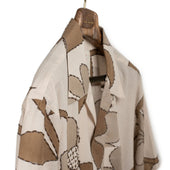 Rohit Camp Shirt In Natural Color Cotton With Hand Painted And Embroidered Flowers
