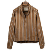 Stanley raglan sleeve blouson in rust striped hand-loomed khadi cotton