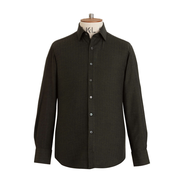 Herringbone Wool Cotton Blend Shirt New