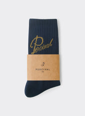 Kingsley Jacquard Socks | Cotton | Navy