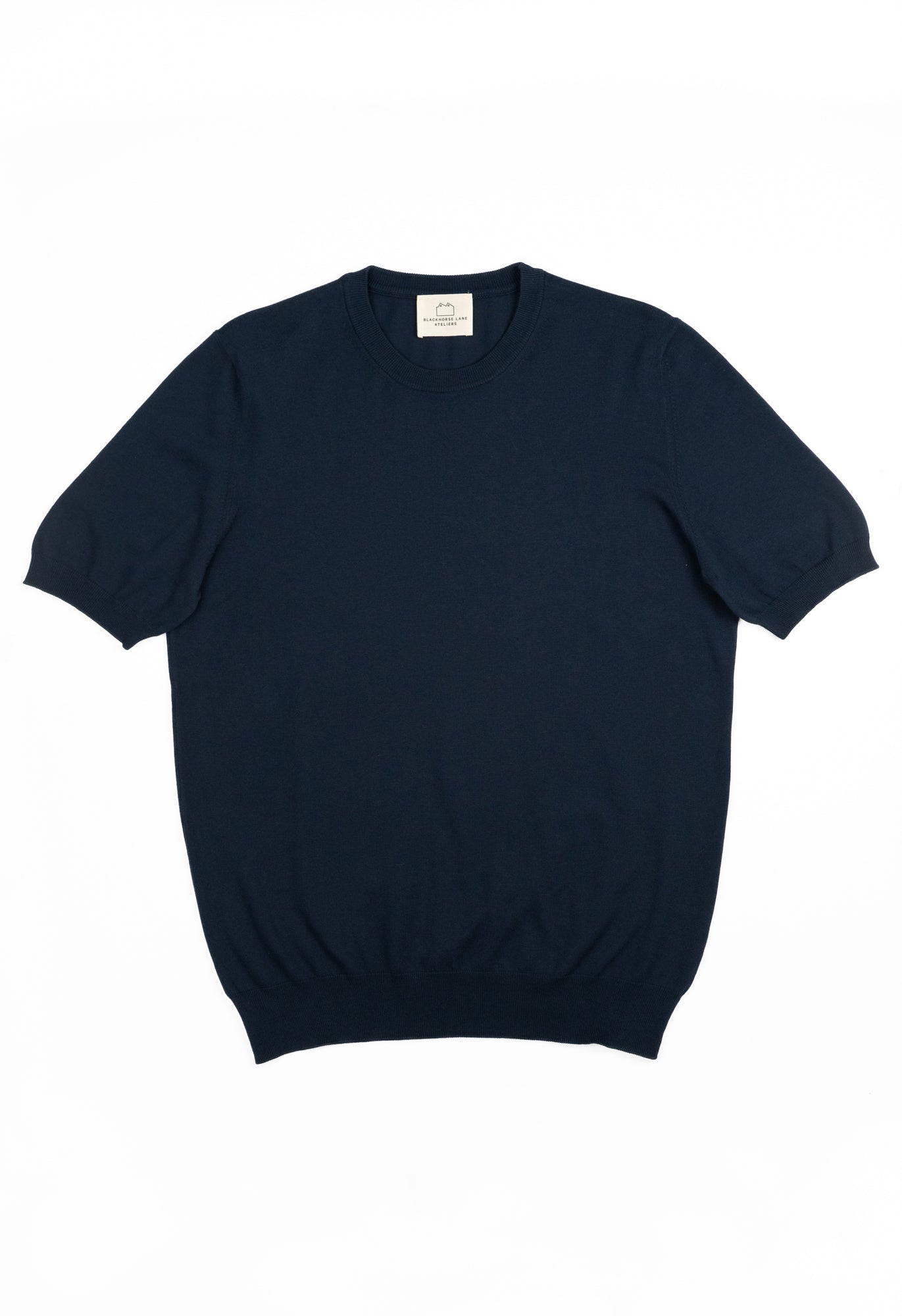 Men's Cotton Knitted Crew Neck T-Shirt Navy