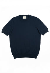 Men's Cotton Knitted Crew Neck T-Shirt Navy