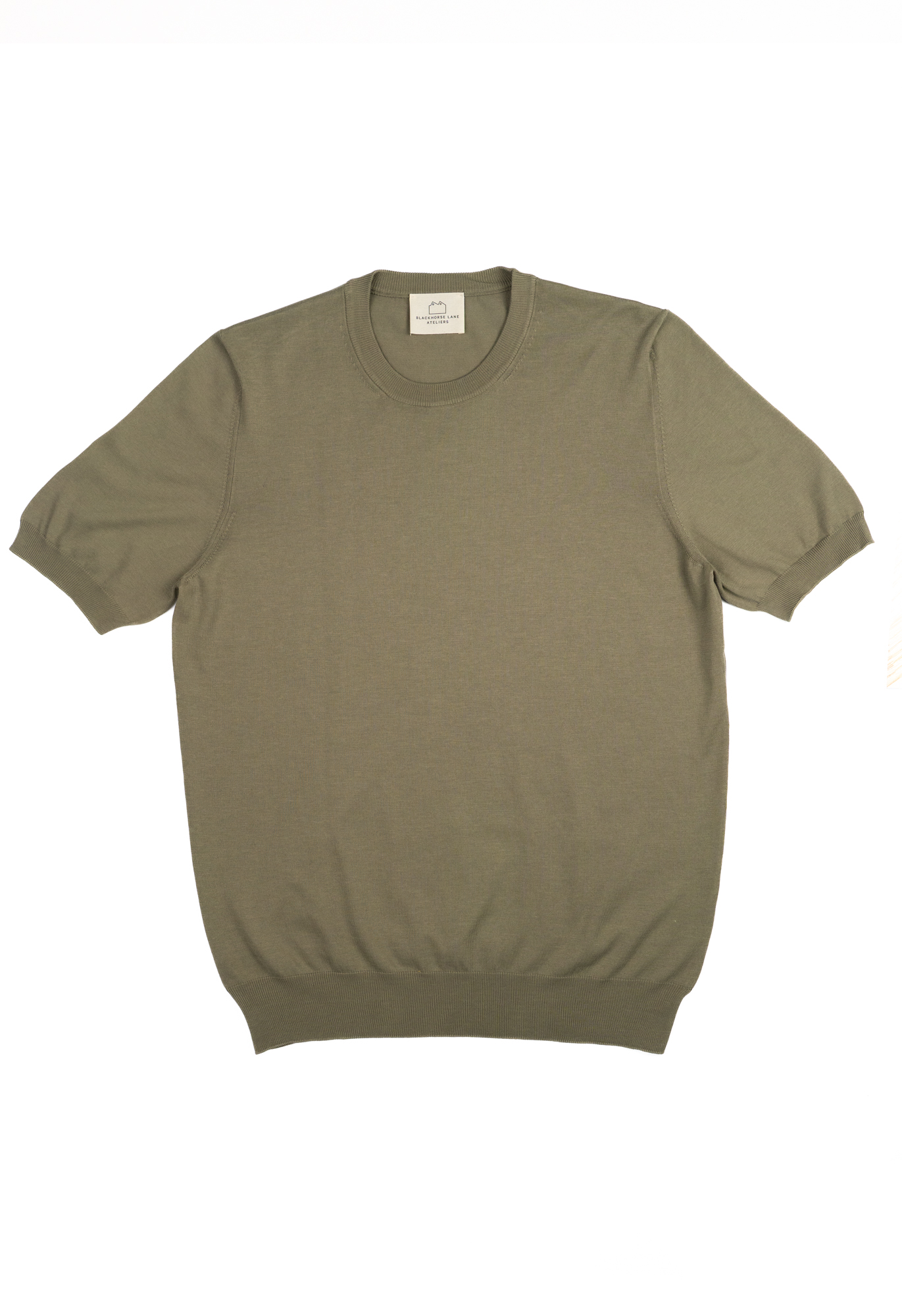 Men's Cotton Knitted Crew Neck T-Shirt Olive