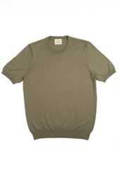 Men's Cotton Knitted Crew Neck T-Shirt Olive