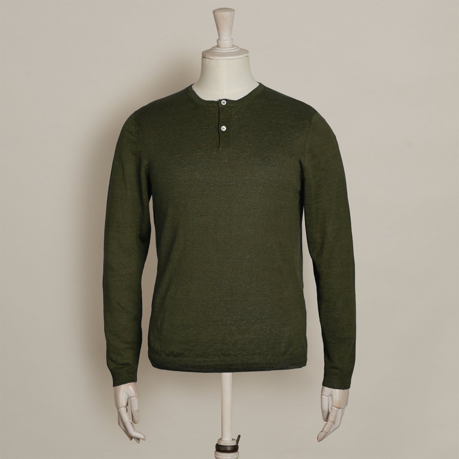 Knitted Linen Henley Shirt In