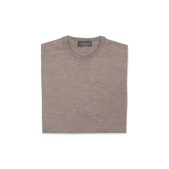 Knitted T-Shirt in Fawn Merino Wool
