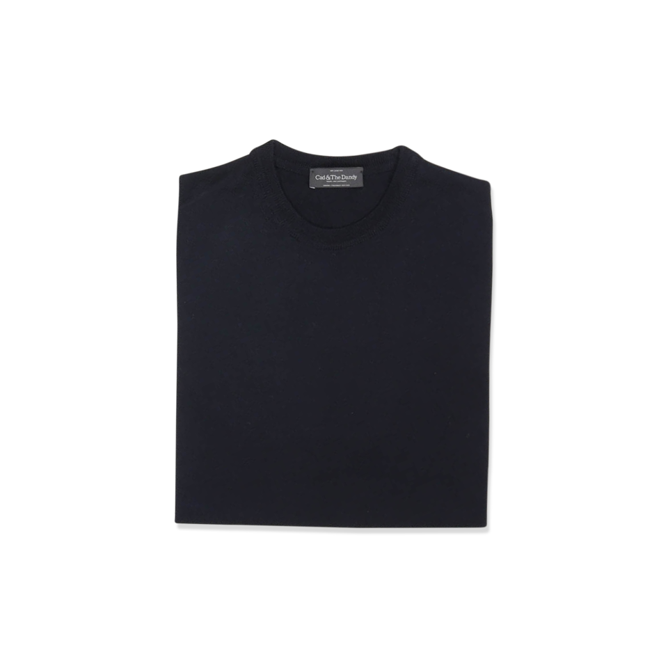 Knitted T Shirt In Marine Merino Wool
