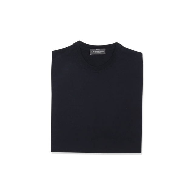Knitted T-Shirt in Marine Merino Wool