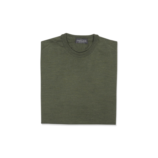 Knitted T-Shirt in Moss Merino Wool