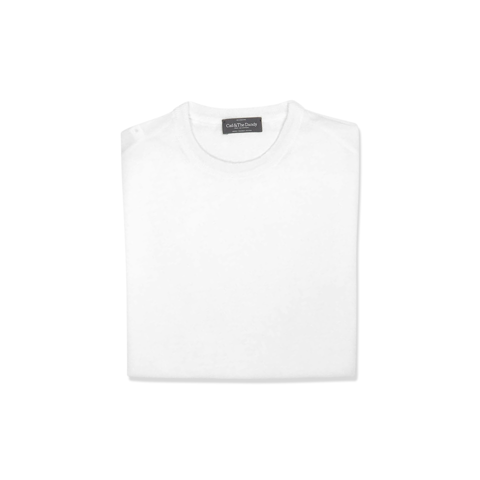 Knitted T Shirt In Chalk Merino Wool
