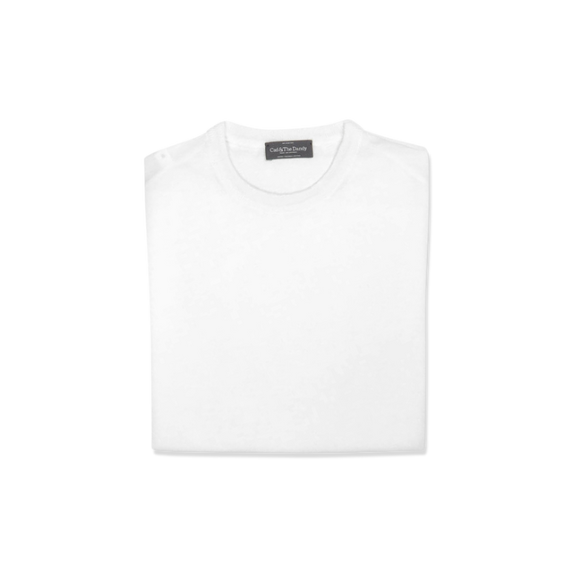 Knitted T-Shirt in Chalk Merino Wool