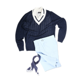 Tennis Sweater In Blue Linen Mix