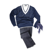 Tennis Sweater In Blue Linen Mix