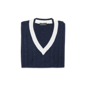 Tennis Sweater in Navy Blue Linen Mix