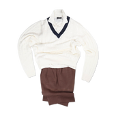 Tennis Sweater In Off White Linen Mix