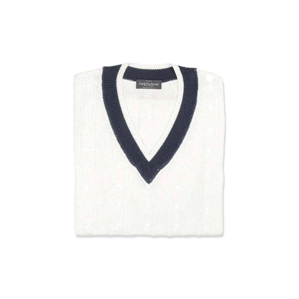 Tennis Sweater In Off White Linen Mix