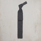 Knitted Woollen Tie In Dark Grey