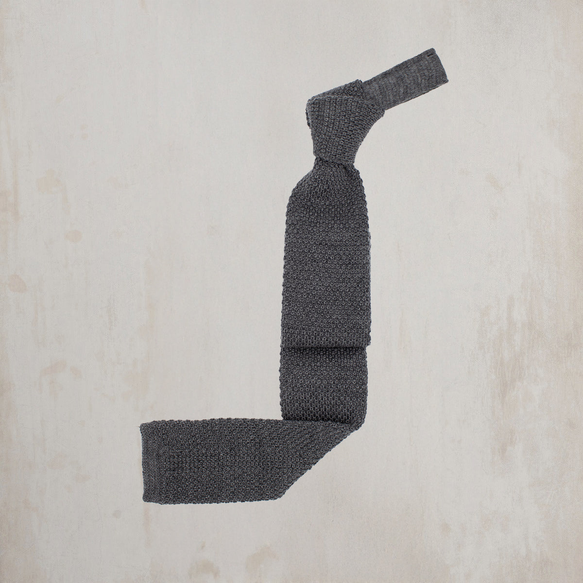 Knitted Woollen Tie In Dark Grey