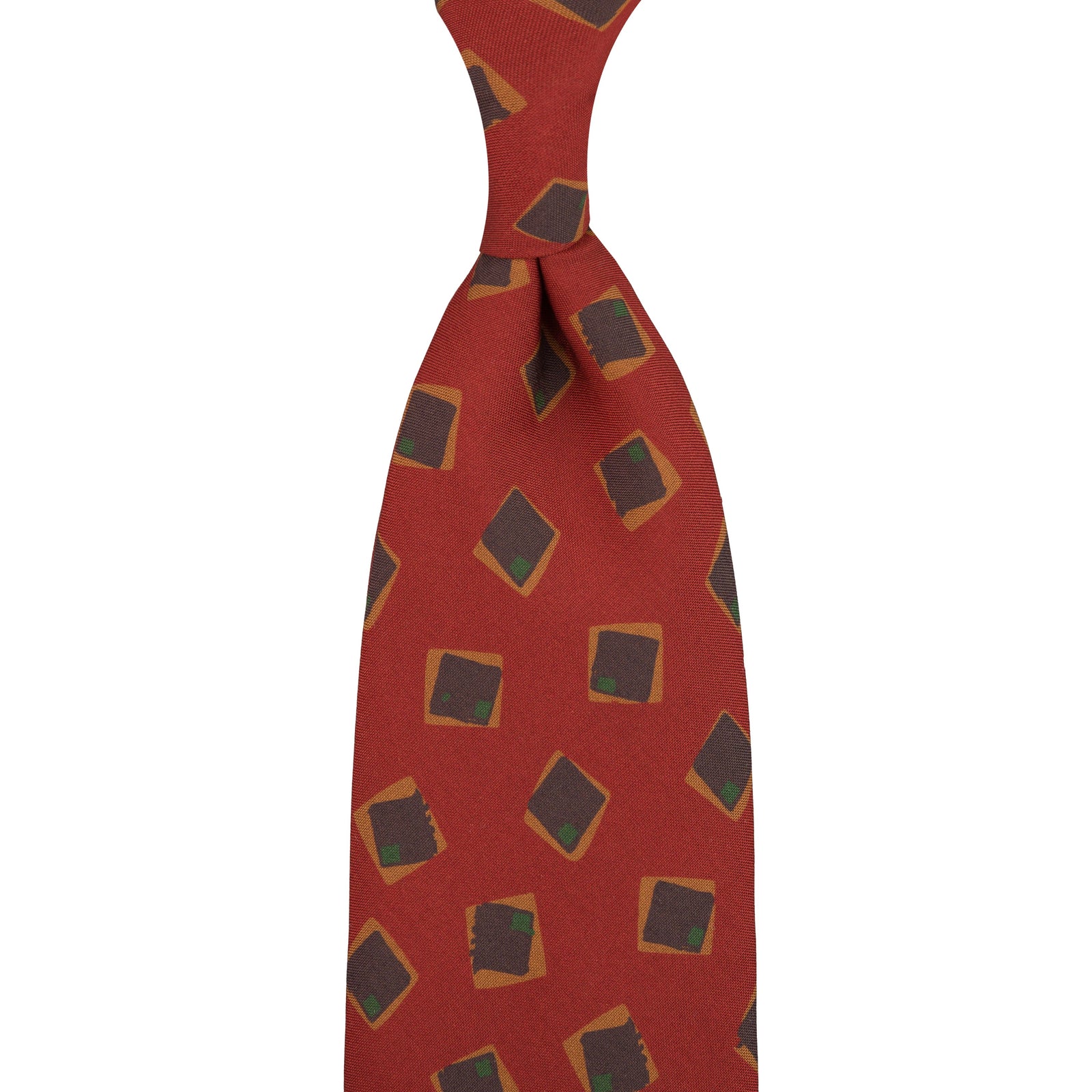 Copper Madder Silk Tie - Red - Hand-Rolled