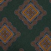 Floral Printed Silk / Wool Tie - Forest - Hand-Rolled