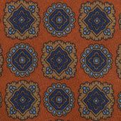 Floral Printed Silk / Wool Tie - Rust - Hand-Rolled