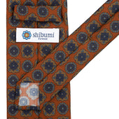 Floral Printed Silk / Wool Tie - Rust - Hand-Rolled
