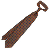 Floral Printed Silk / Wool Tie - Rust - Hand-Rolled