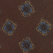 Floral Printed Silk / Wool Tie - Chocolate - Hand-Rolled