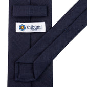 Japanese Ramie Tie - Navy - Hand-Rolled