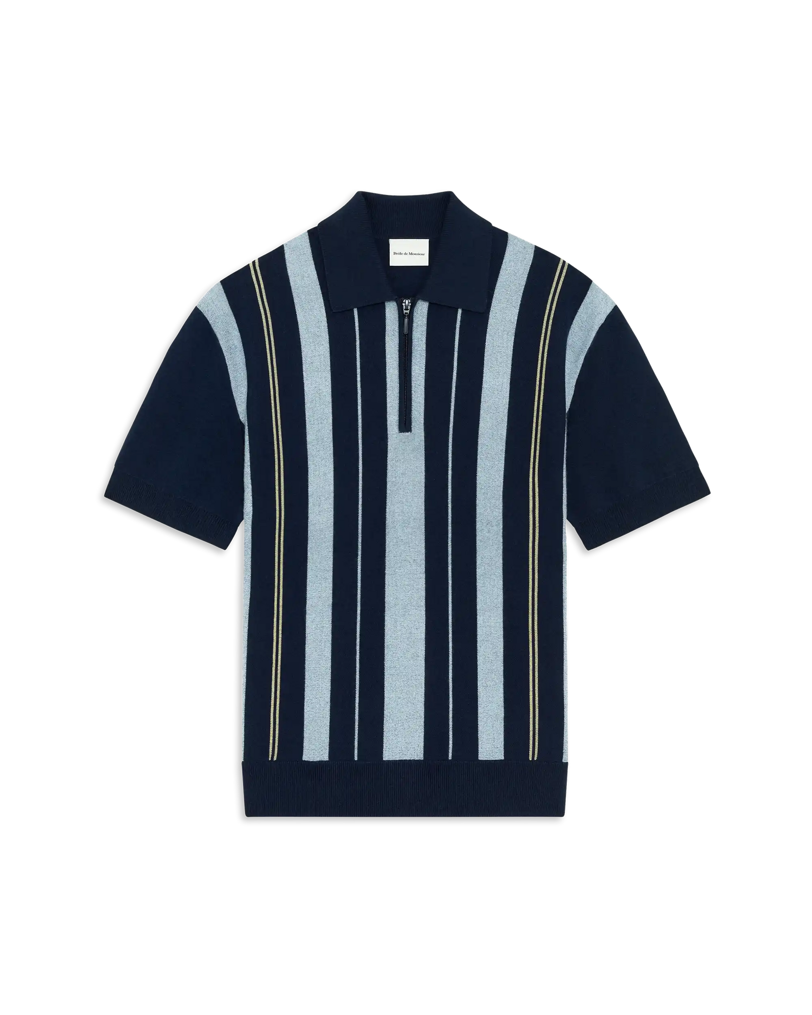 Striped Zipped Knit Polo