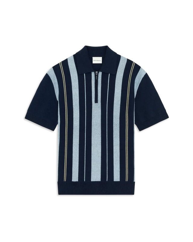 Striped Zipped Knit Polo