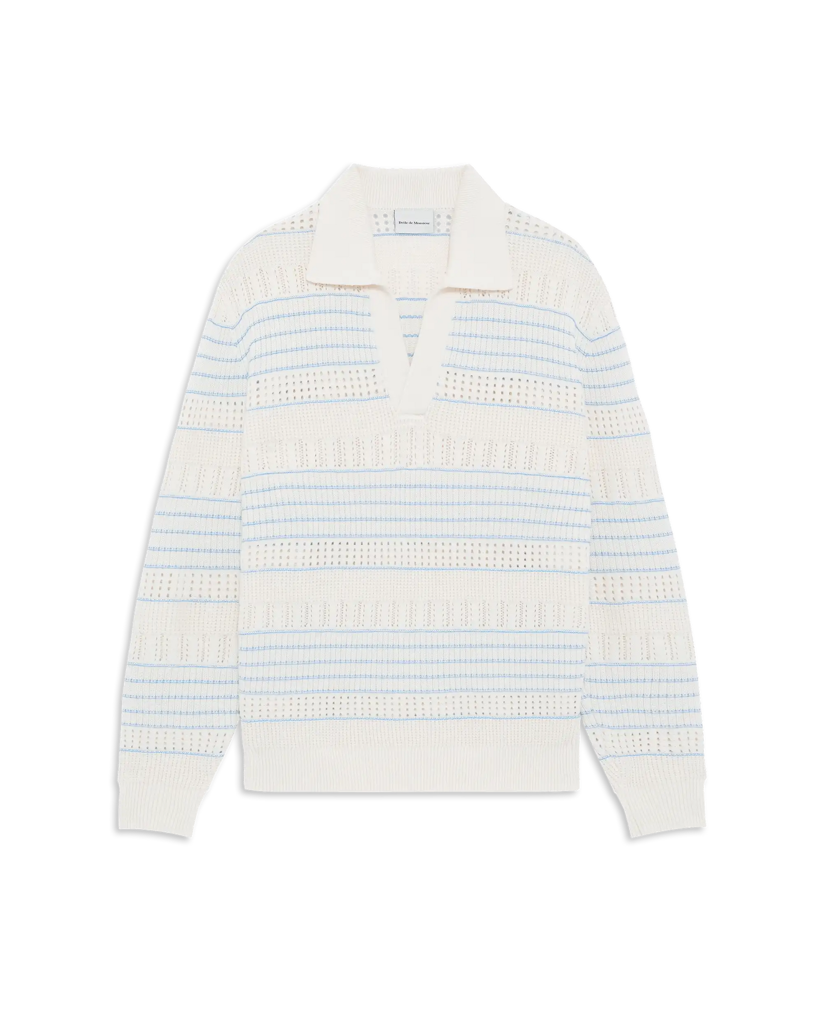 Openwork Long Sleeve Knit Polo