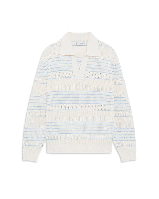 Openwork Long Sleeve Knit Polo