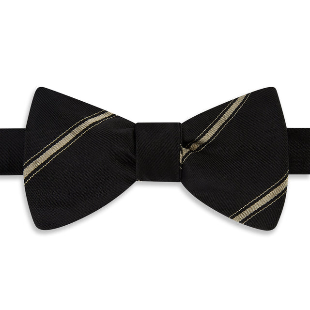 Gray's Inn Stripe Black Gold Silk Bow Tie