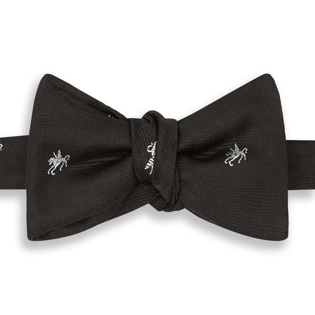 Inner Temple Crest Black Silver Silk Bow Tie