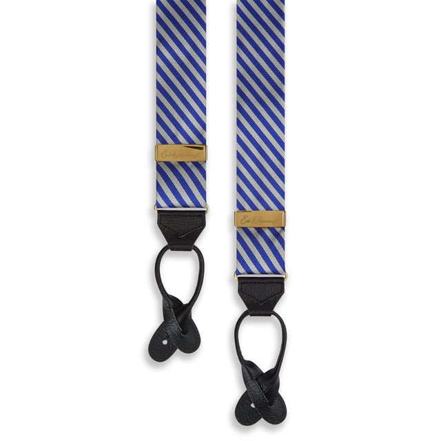 Inner Temple Stripe Blue Silver Silk Braces