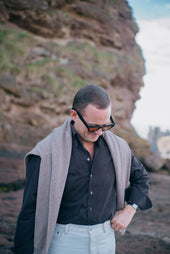 One Piece Collar Shirt In Mink Brown Micro Corduroy