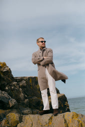 Raglan Overcoat In Herringbone Cashmere Mix