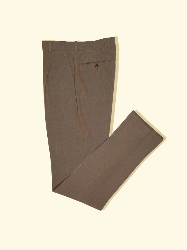 Sueded Linen Pleated Trousers - Cappuccino — The Anthology
