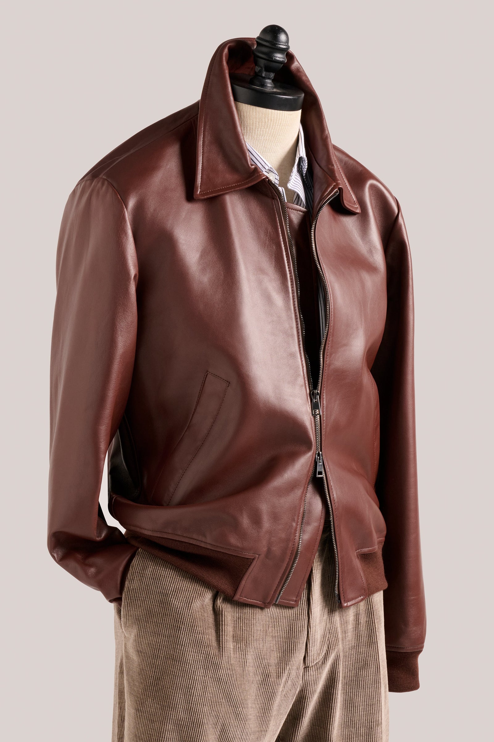 Leather Bomber Burnt