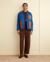 Leather Tab Jacket Blue