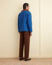 Leather Tab Jacket Blue