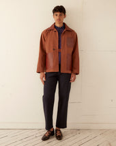 Leather Tab Jacket Brown