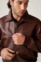 Leather Bomber - Burnt Caramel