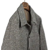 Winter Plage Coat In Japanese And Sand Herringbone Wool
