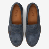 The Sterling Penny Loafer In Washed Blue Suede