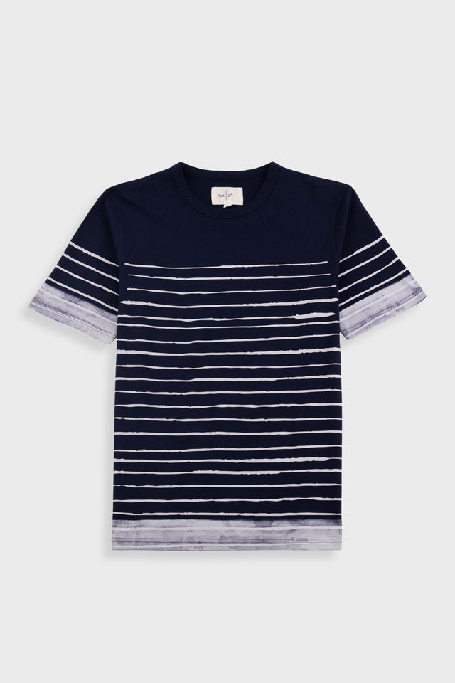 Contrast Sleeve T-Shirt - Bleached Stripe