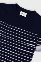 Contrast Sleeve T Shirt Bleached Stripe