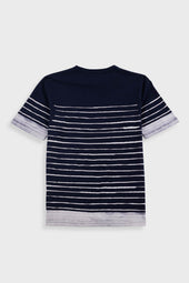 Contrast Sleeve T Shirt Bleached Stripe